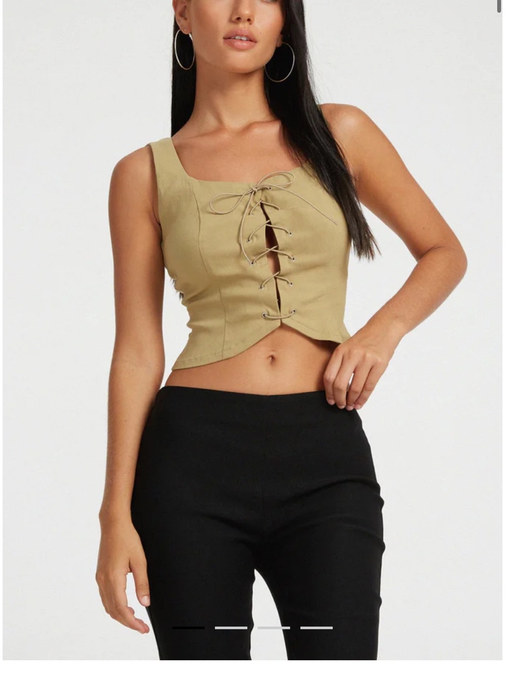 Motel Rocks Tan Corset Top
